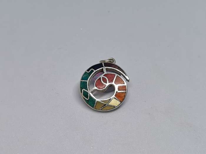 Silver Inka Calendar Spiral Pendant