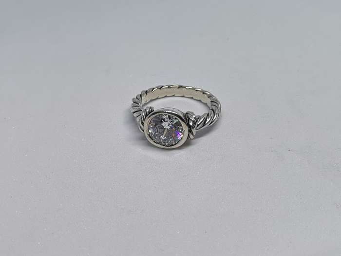 Silver Rope Solitaire Ring