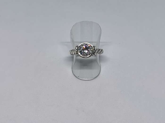 Silver Rope Solitaire Ring