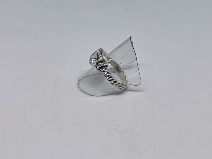 Silver Rope Solitaire Ring