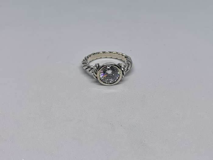Silver Rope Solitaire Ring