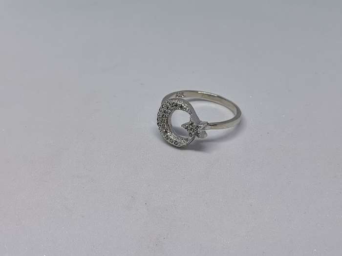 Silver Moon and Star Ring