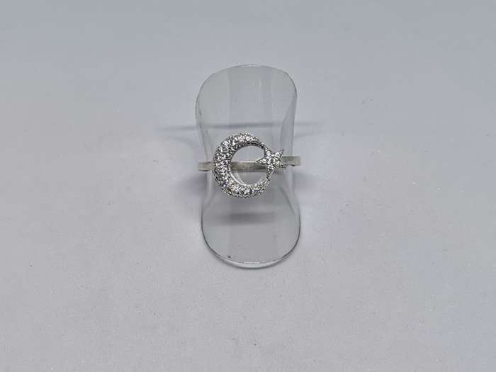 Silver Moon and Star Ring