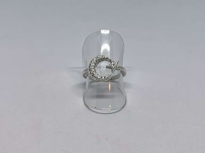 Silver Moon and Star Ring