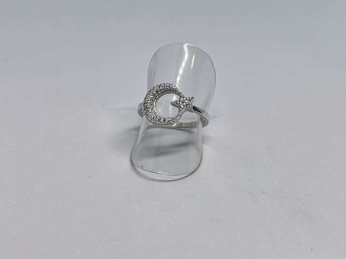 Silver Moon and Star Ring