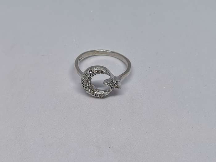 Silver Moon and Star Ring