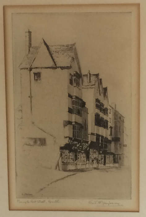 Mary-le-Port Street, Bristol (EJ Maybery pencil-signed etching)
