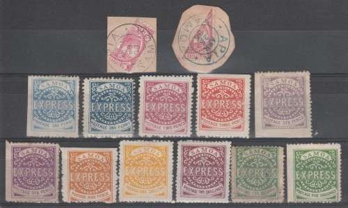Samoa - 1877-80 Authentic and Some Reprints with 2 bisected stamps (MM)**HIGH CV**