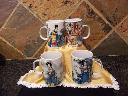 4 MUGS ORIENTAL DESIGN