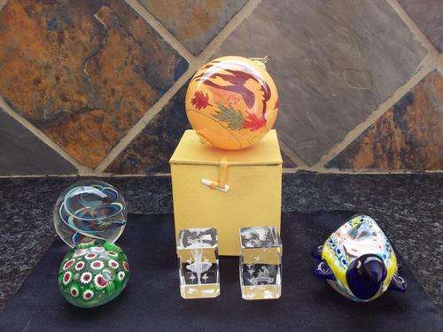 6 ASSORTED GLASS PAPERWEIGHTS