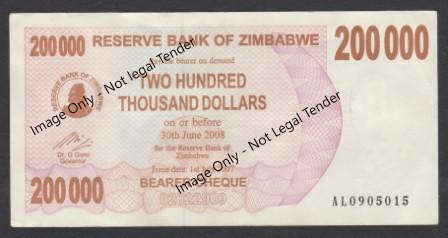 Zimbabwe 200 000 dollars - VF