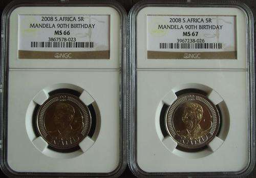 2008 Nelson Mandela 90th Birthday - R5 - NGC Grade MS66 /  MS67 Set