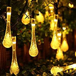 Solar String Lights 30 LED 6.5M 8 Modes Water Drop Garden Christmas lights Decorations
