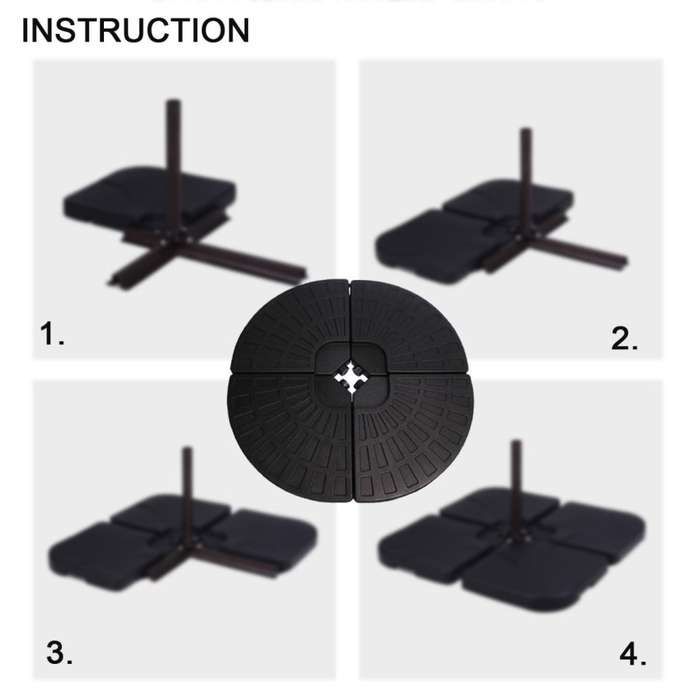4Pcs 13L Fan Shaped Water Filled Umbrella Base Suitable for All Kinds of Cross Tiles (Black)
