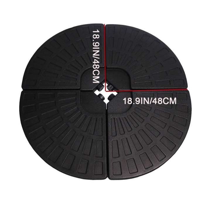 4Pcs 13L Fan Shaped Water Filled Umbrella Base Suitable for All Kinds of Cross Tiles (Black)