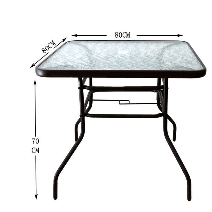 Outdoor Patio Table Patio Tempered Glass Patio Dining Tables with Umbrella Hole Perfect Garden Deck