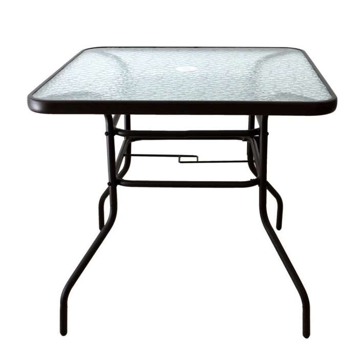 Outdoor Patio Table Patio Tempered Glass Patio Dining Tables with Umbrella Hole Perfect Garden Deck