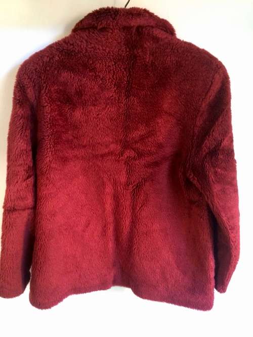 VINTAGE SEGAL MAROON SHEAR-LIKE FLUFFY  JACKET/ COAT - 16