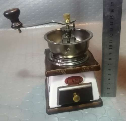 Charming porcelain and wood coffee grinder (Working)