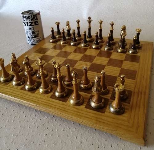 EXQUISITE!!! Large Solid Wood And Brass Chess set