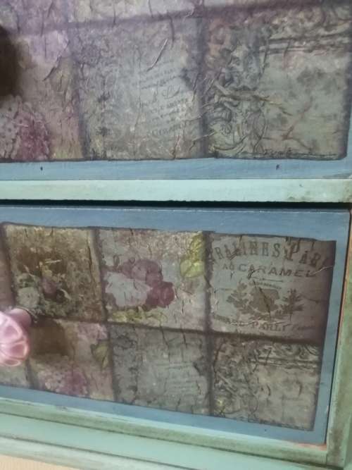 Vintage Mini Tabletop Wooden Cabinet - 2 Drawer