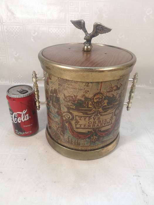 Vintage Decanter Shot Glass Drinking Set with Brass Detail