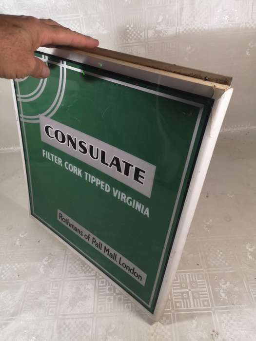 Vintage Consulate filter cork tipped Virginia cigarettes Advertising Light Box Cover 450mm x 410mm