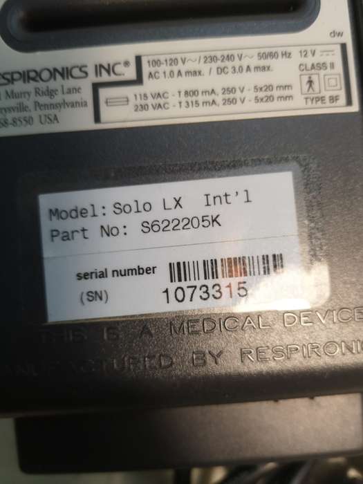 Respironics Solo LX Cpap System 100% Complete And Tested Working