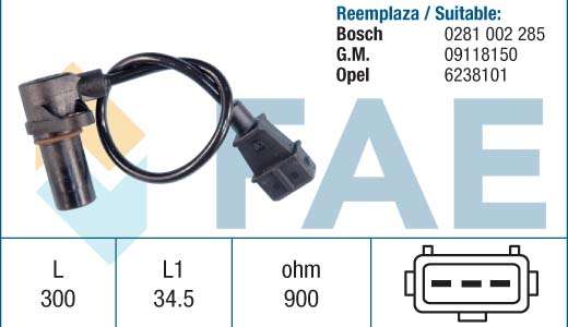 Opel Astra G Crankshaft Position Sensor 0281002285 / 9118150 / 6238101