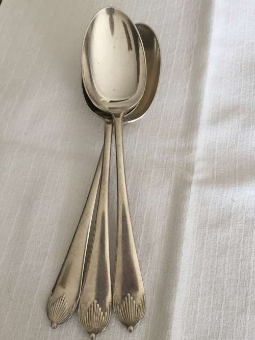 3LARGE EPNS SERVING SPOONS Mappin and Webb London