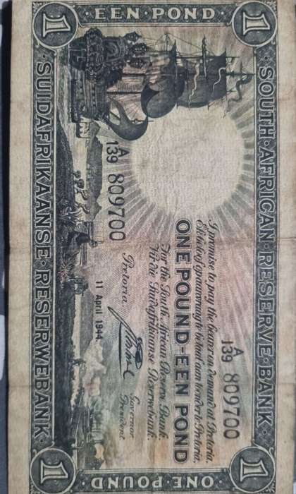 Three South African One Pound Notes MH de Kock and J Postmus