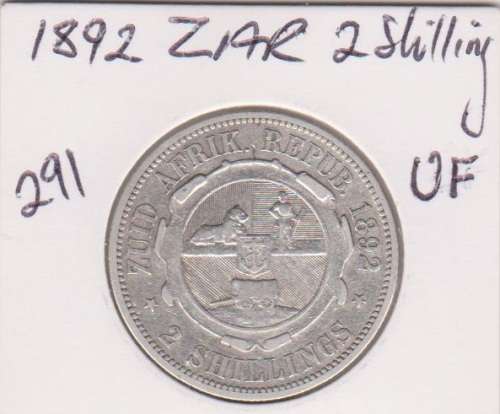 1892 ZAR Two Shillings VF  WoW Starting @ R1  Only 55 206 Minted  Rare Coin