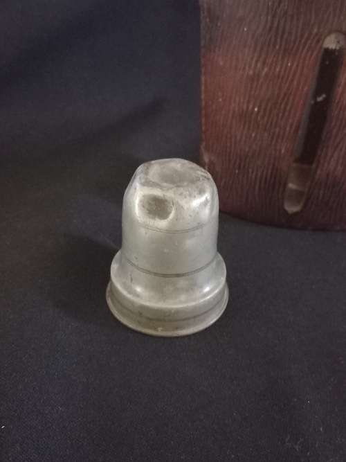 Antique Leather and Glass Hip Flask with Shot Cup - Size: 190 x 95mm