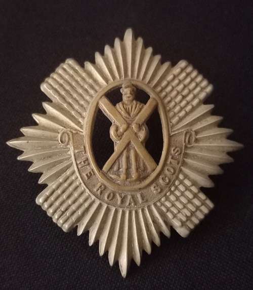 Royal Scots Staybrite Anodised Aluminium Cap  Badge     X143