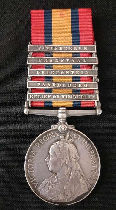 Boer War -  QSA Medal Awarded To:  82619  DVR: P. J. MULLEN, R.H.A.     No.51