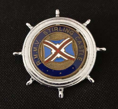 Union Castle R.M.M.V. Stirling Castle Nautical Badge Circa 1960     Size: 38mm Diameter      M15