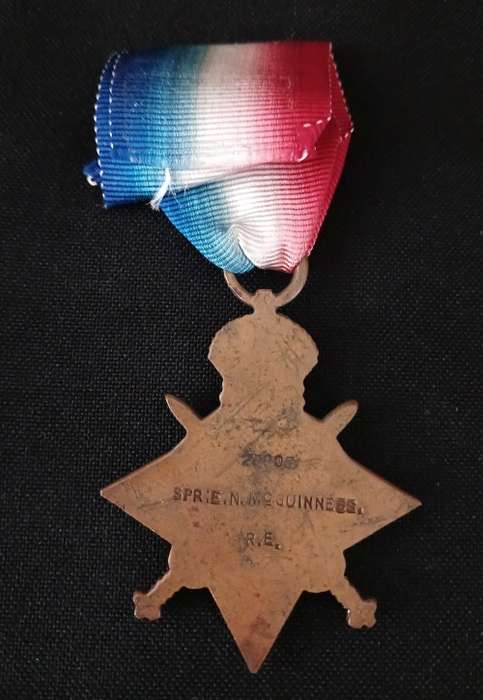 WW1 1914 - 1915 STAR Awarded To: 28905 SPR: E.N. MCGUINNESS. R.E.                    M29