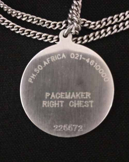 Medical Alert STEEL DISK Pacemaker Number 225572                    M3