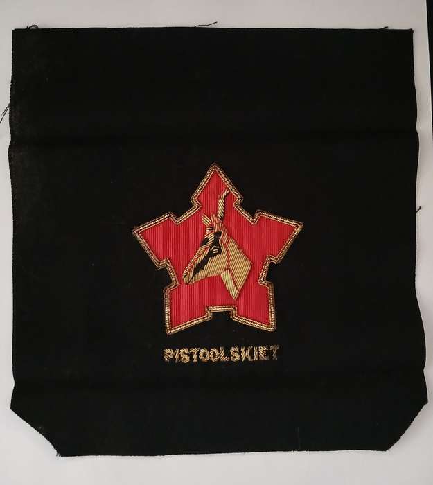 SADF Blazer Badge ( Bullion Wire )  PISTOOLSKIET       Size: 20 x 19 cm             F166