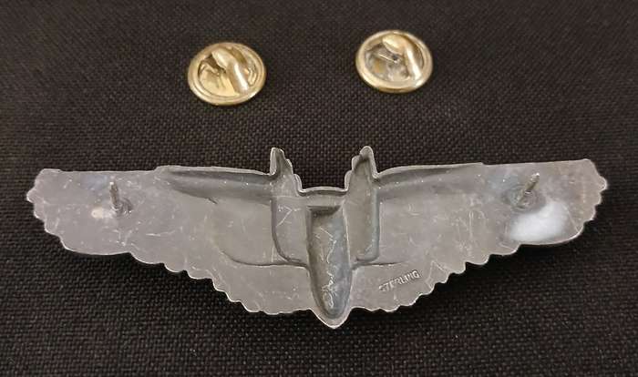 WW2 US ARMY AIR CORPS - AIRGUNNER / AIR FORCE BOMBER PILOT WINGS ( Sterling Silver )         F193