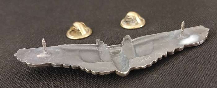 WW2 US ARMY AIR CORPS - AIRGUNNER / AIR FORCE BOMBER PILOT WINGS ( Sterling Silver )         F193