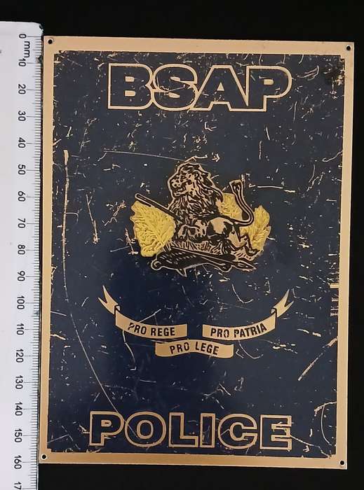 RHODESIA  ----  BSAP POLICE PLAQUE      `` RARE ``                      No.1
