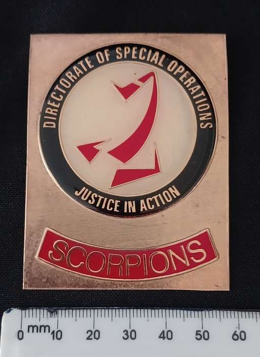 SCORPIONS PLAQUE BADGE SA. DIRECTORATE OF SPECIAL OPERATIONS ESTABLISHED 1999      C15