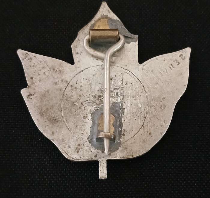UNKNOWN CANADIAN METAL LEAF BADGE ( TREE OF MERCY ) ( JUSTICE MERCY SERVICE )   C98