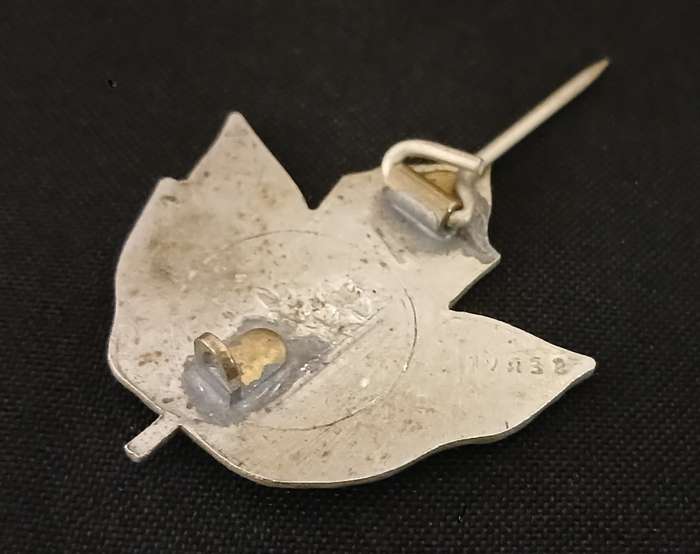 UNKNOWN CANADIAN METAL LEAF BADGE ( TREE OF MERCY ) ( JUSTICE MERCY SERVICE )   C98