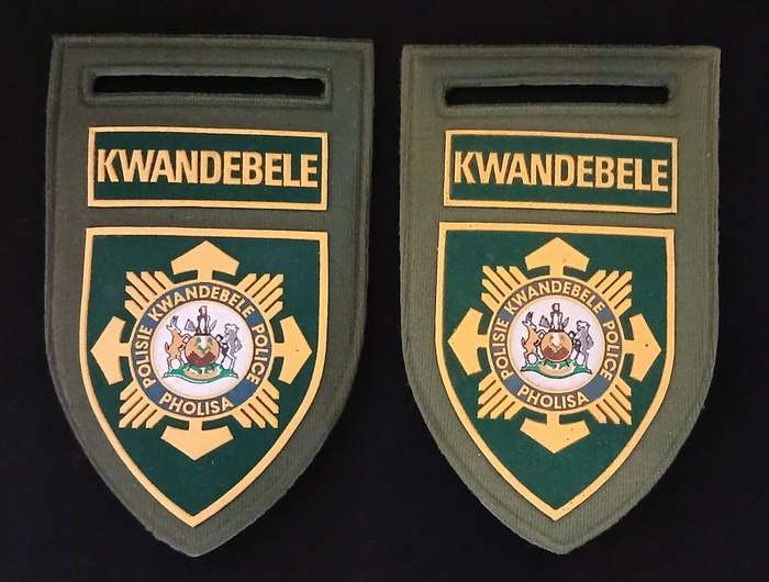 KWANDEBELE POLICE RUBBERISED SHOULDER FLASH PAIR                       S2