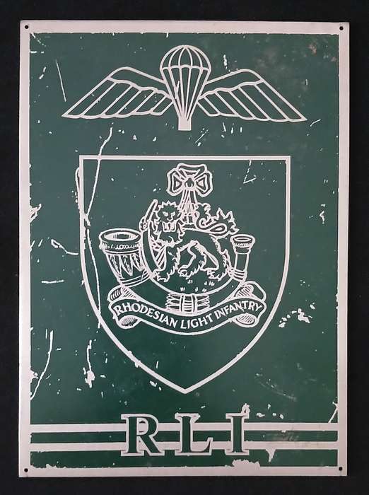 RLI ( RHODESIA LIGHT INFANTRY ) METAL / ENAMEL PLAQUE                     No.4
