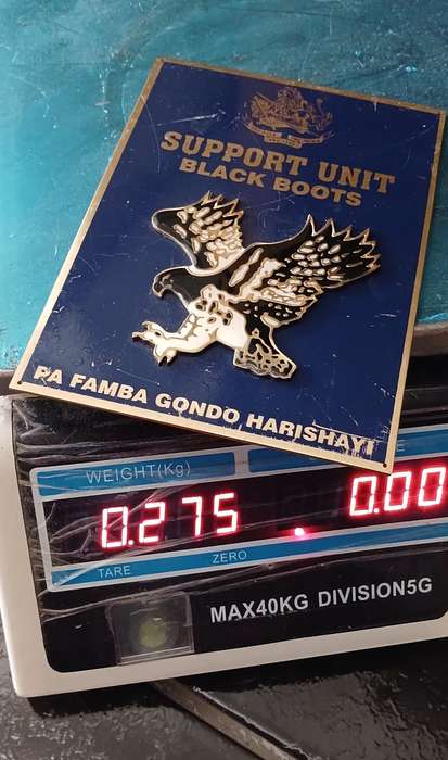 RHODESIA BSAP SUPPORT UNIT BLACK BOOTS PLAQUE BRASS / ENAMEL WITH RAISED EMBLEM  No.5