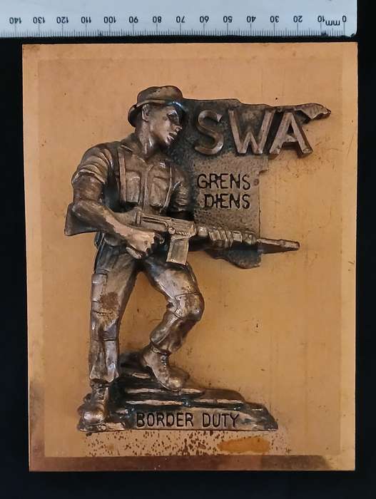 Original old SADF `SWA Border Duty / Grens Diens` coppered Plaque
