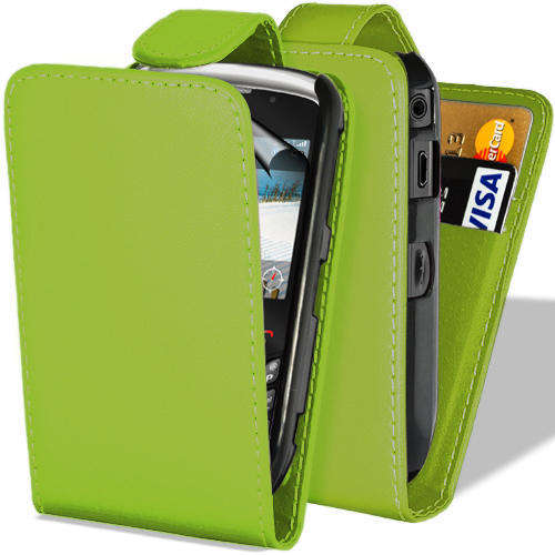PU Leather Wallet Flip Case for BlackBerry Curve 8520 / 9300 (Green) + Screen Protector + Stylus